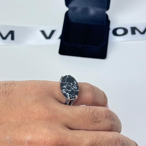 خاتم فضة ملكي اسود