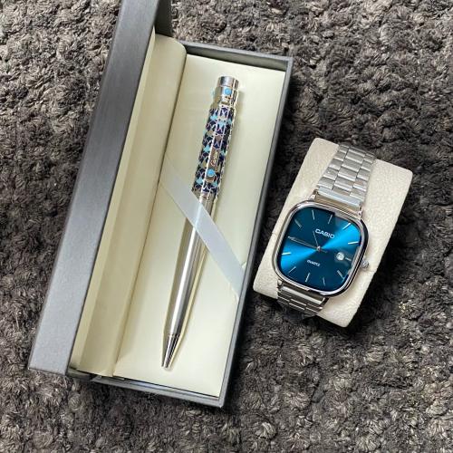 طقم ساعة كاسيو وقلم كارتير