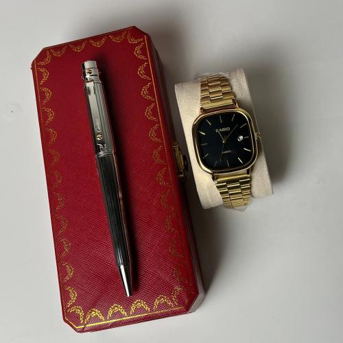 طقم ساعة كاسيو وقلم كارتير