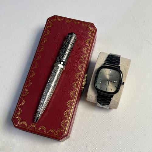 طقم ساعة كاسيو وقلم كارتير