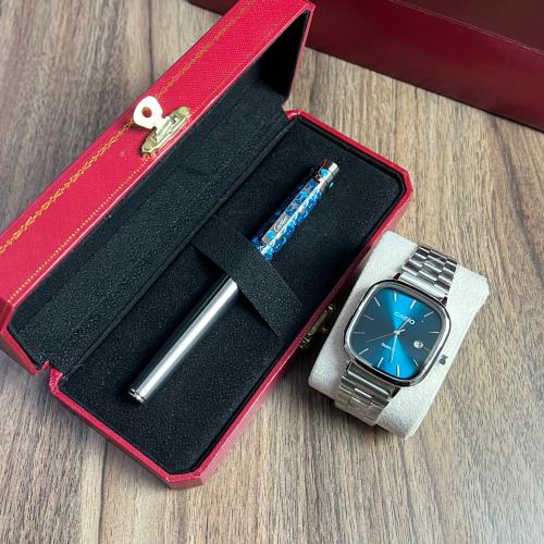 طقم ساعة كاسيو وقلم كارتير