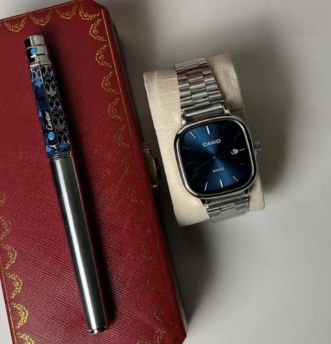 طقم ساعة كاسيو وقلم كارتير