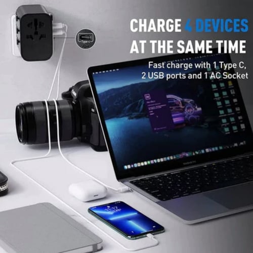 انكر - فيش السفر بقوة 30 واط بمنفذ تايب سي و منفذي...