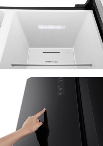 ثلاجه هايسنس دولابي زجاج اسود RS3G558NABC