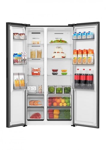 ثلاجه هايسنس دولابي زجاج اسود RS3G558NABC