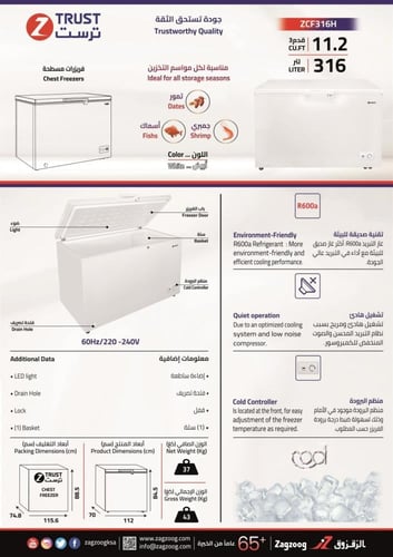 فريزر ترست ارضي ZCF316H