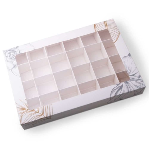 مجموعة - 12 - علبة ورقية مقسمة لتقديم الحلويات - 2...