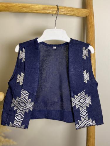 سديري ولادي كحلي بتطريز هندسي فضي – إطلالة تراثية...