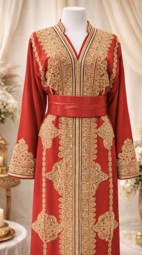 قفطان مغربي شك يدوي مبطن بالكامل