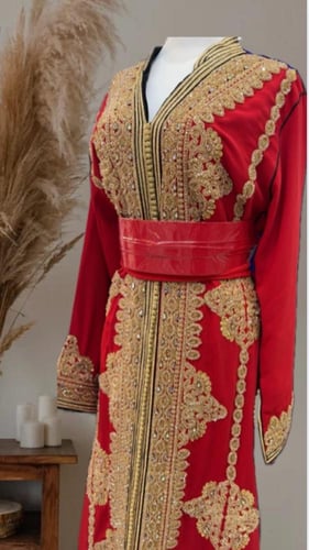 قفطان مغربي شك يدوي مبطن بالكامل