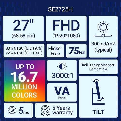 Dell SE2725H 27-inch FHD VA Monitor – 75Hz, 5ms
