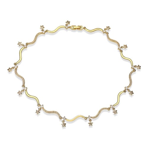 عقد تصميم ويفي فخم مرصع بالزركون الاصلي