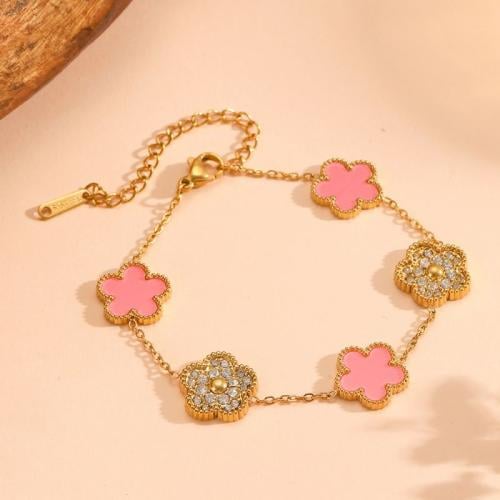 اسوارة فان كليف تصميم خماسي من الستانلس ستيل ومرصع...