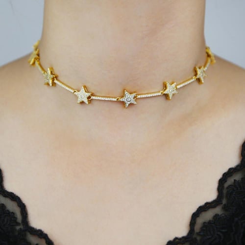 طقم النجوم المطلي والمرصع بالزركون الفخم