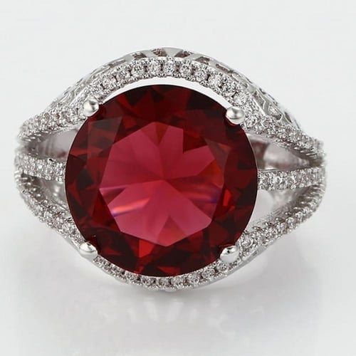 خاتم مرصع بالزركون ومطلي بديل الالماس مقاس ٧