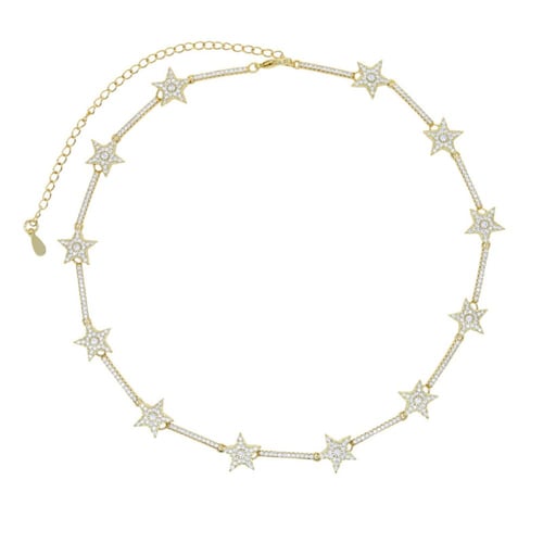 طقم النجوم المطلي والمرصع بالزركون الفخم