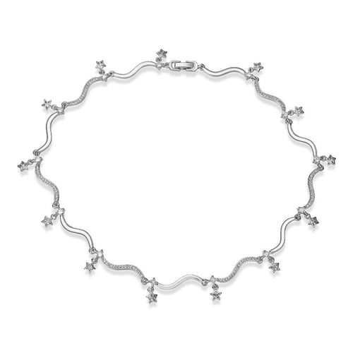 عقد تصميم ويفي فخم مرصع بالزركون الاصلي