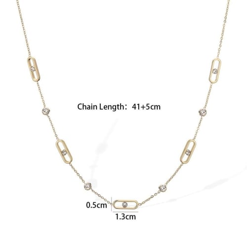 طقم ذهبي سلسال واسوارة مميزة من الستانلس ستيل مرصع...