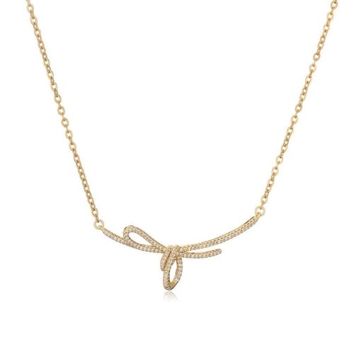 طقم فيونكة من الساتلنس ستيل المرصع بالزركون الاصلي