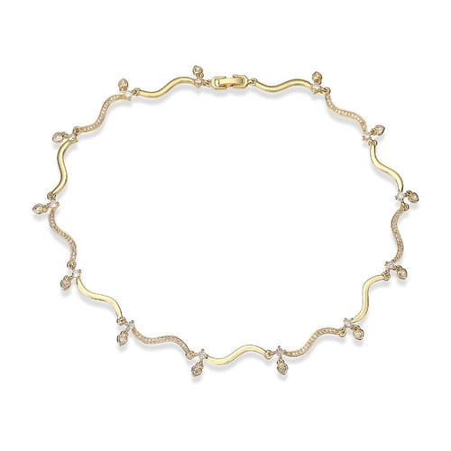 عقد تصميم ويفي فخم مرصع بالزركون الاصلي