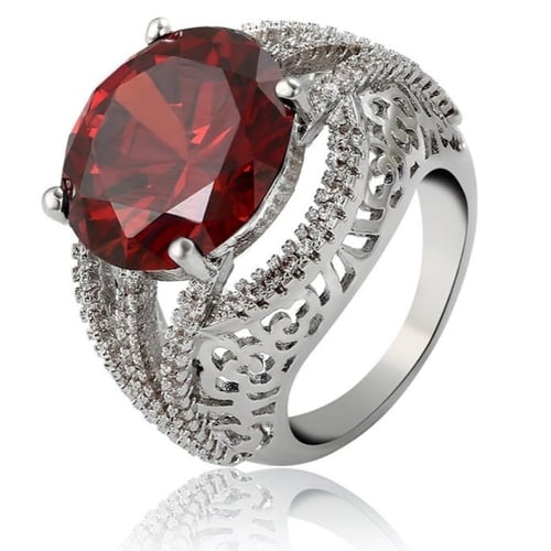 خاتم مرصع بالزركون ومطلي بديل الالماس مقاس ٧