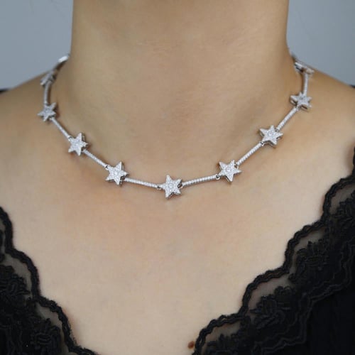 طقم النجوم المطلي والمرصع بالزركون الفخم