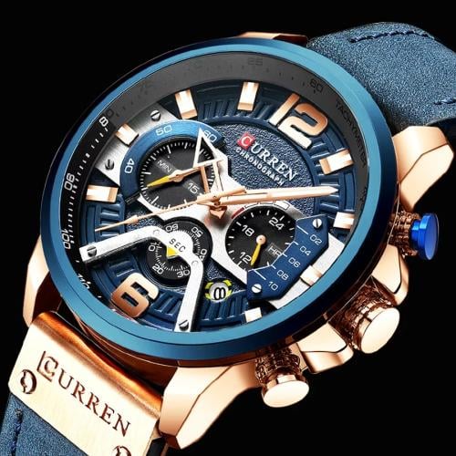 ساعة رجالية بسوار جلد - الراحة والفخامة في تصميم و...