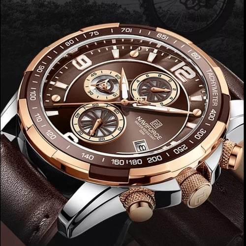 ساعة رجالية فخمة ماركه بسوار جلد طبيعي Naviforce N...