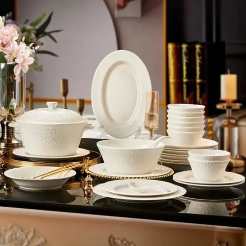 طقم أدوات طاولة سيراميك فرنسي ، أوعية منزلية ، أطب...