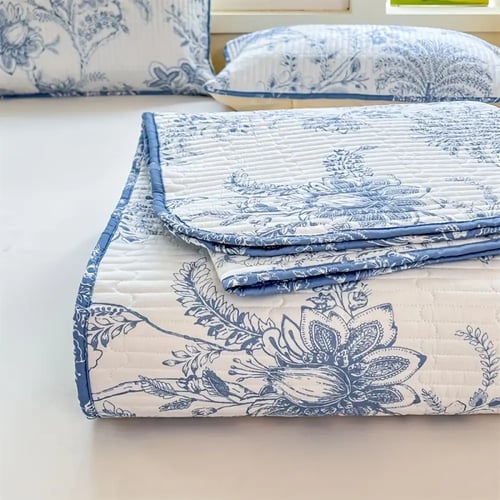طقم غطاء سرير مبطن بطبعة زهور فائق النعومة مكون من...