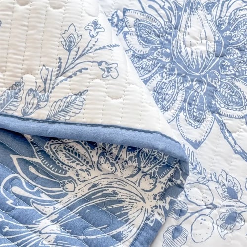 طقم غطاء سرير مبطن بطبعة زهور فائق النعومة مكون من...