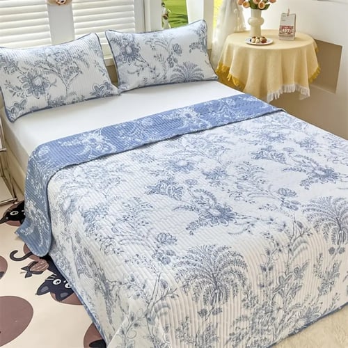طقم غطاء سرير مبطن بطبعة زهور فائق النعومة مكون من...