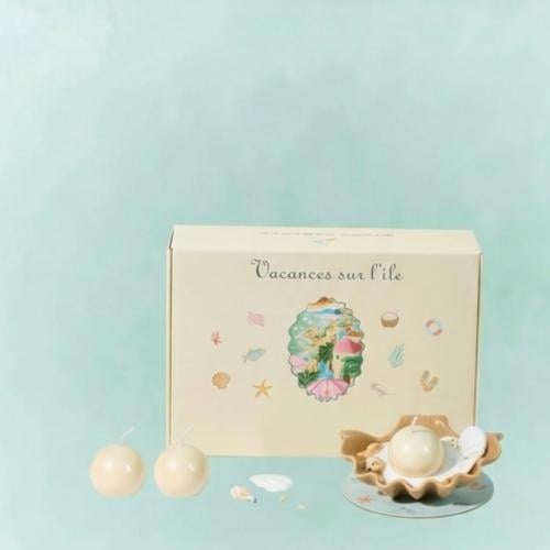 شمعة اللؤلؤة بثيم البحر- اللون الرملي