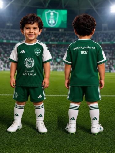 طقم أطفال الأهلي السعودي الأخضر والأبيض الجديد 202...