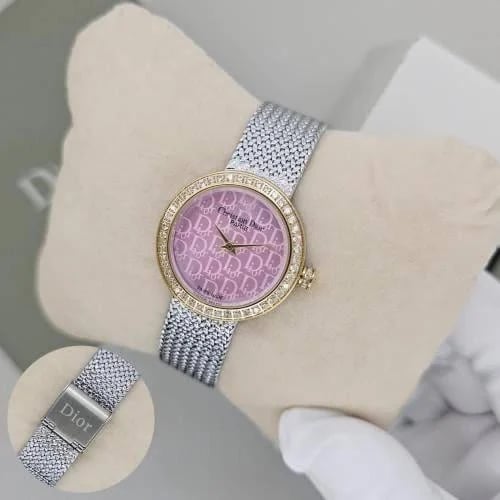 ساعة ديور ساتين نسائية مرصعة فصوص| DWD-35