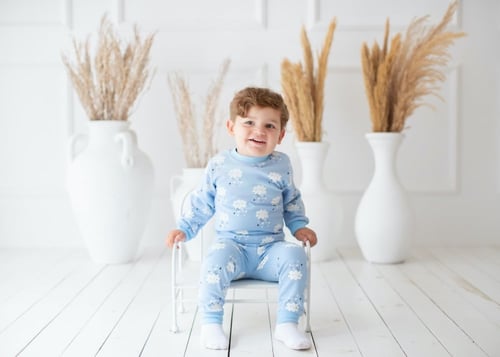 بيجامة شتوى الغيوم الأزرق