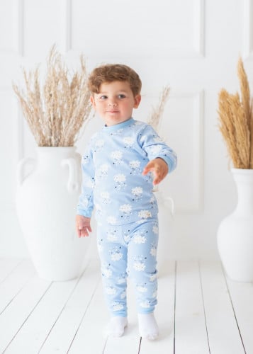 بيجامة شتوى الغيوم الأزرق