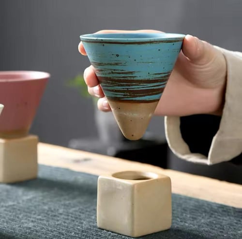 كوب بورسلين سيراميك للقهوة ، لاتية خشنة ، مثلث ياب...