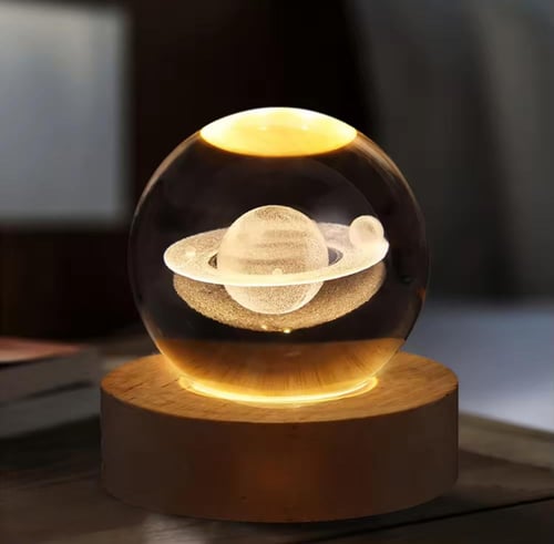 مصباح كرة كريستال ثلاثي الأبعاد فريد من نوعه مع إس...