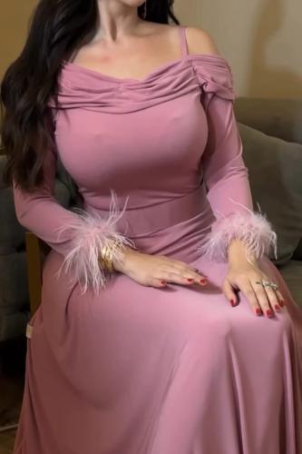 الخامة شيفون جورجيت مع ريش