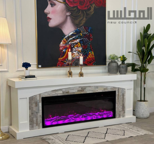 دفاية خشب ديكور مع لمسه من الحجر