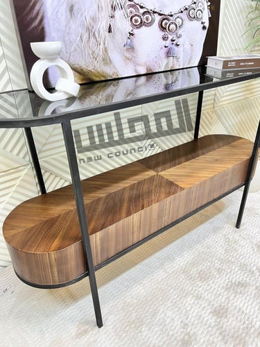 مدخل سطح زجاج مع خشب جوز الهند الفاخر