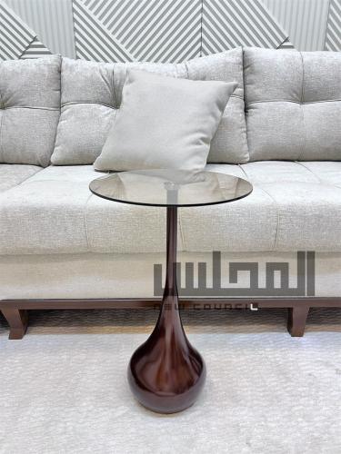 طاوله خشبية سطح زجاج