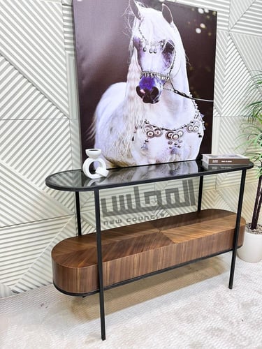 مدخل سطح زجاج مع خشب جوز الهند الفاخر