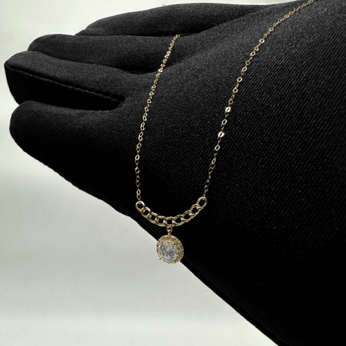 سلسال ذهب جنزير مع دائرة عيار 18