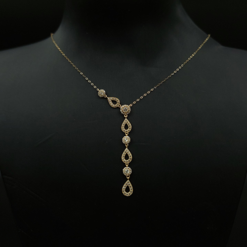 سلسال ذهب طويل بتصميم دمعة