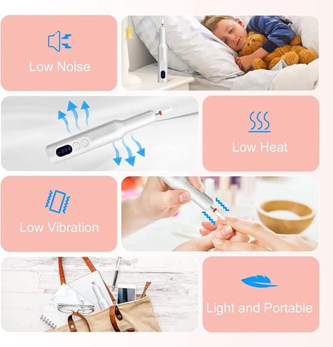 مبرد أظافر كهربائي من لينجي مع قاعدة شحن و12 رأس ا...