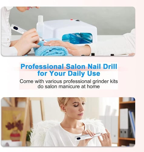 مبرد أظافر كهربائي من لينجي مع قاعدة شحن و12 رأس ا...