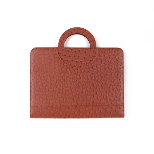 فولدر Dossié البني بنقشة جلد النعام – حقيبة لابتوب...
