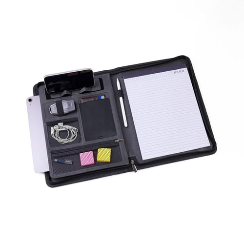 فولدر Dossié الجلدي البرغندي وردي - حقيبة لابتوب و...